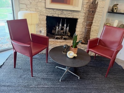 Bottega leather armchair in Russian red