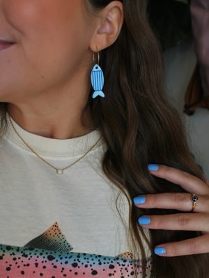 Blue fishy earrings