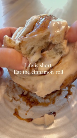 Classic cinnamon roll with brown butter frosting