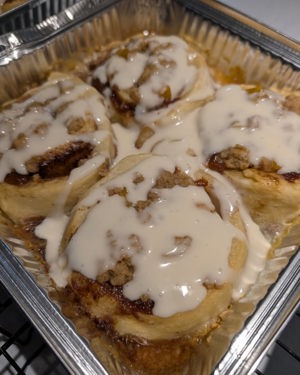 Peach cobbler sourdough rolls