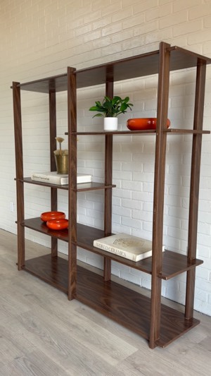 Vintage Modular Faux Walnut Etagere / Room Divider de 512 Interiors, Austin, TX