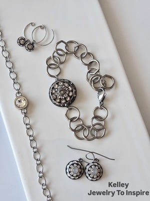 Silver vintage-and-new Swarovski ensembles