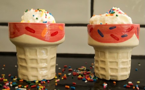 Ceramic ice cream cone pieces