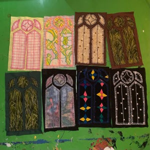 "Stained glass window" fabric patches
