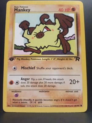 1st edition Mankey Pokémon Card Base Set