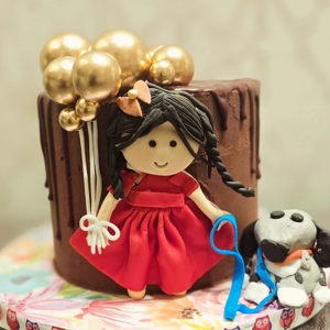 Custom dog-themed chocolate cake by OCB Obsessive Compulsive Baker, Austin TX