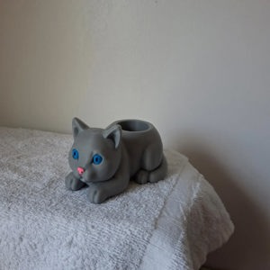Gray kitten LED votive holder