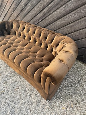 Chocolate velour chesterfield sofa