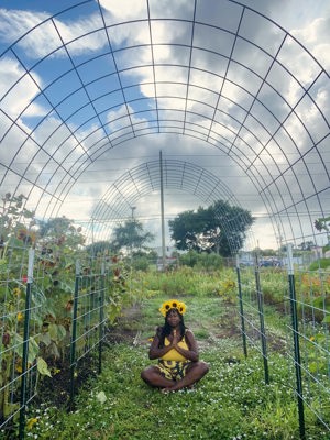 Farm yoga session