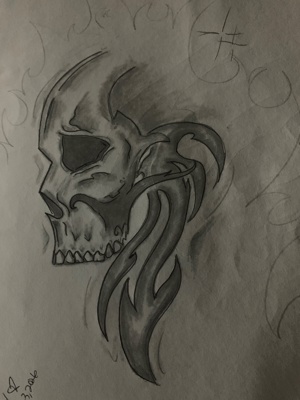 Skull and Demon Pencil Drawing