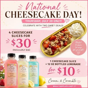 Cheesecake slice + 12 oz bottled lemonade