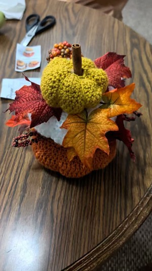 Pumpkin trio topiary