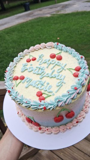 Cherry-themed celebration cake