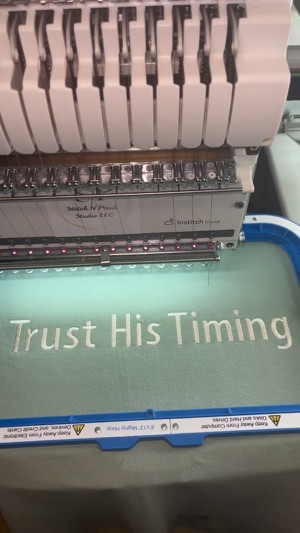 Trust His Timing embroidered piece de Stitch N Print Studio