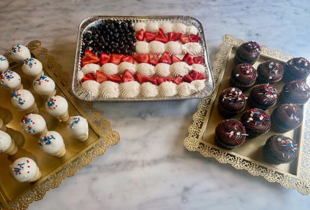 1/4 sheet American flag tres leches by Kitchen ELF, Austin TX