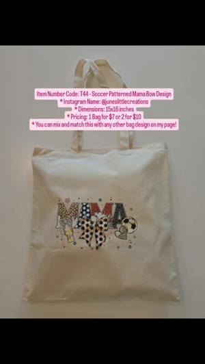 T44 Soccer Patterned Mama Bow tote bag