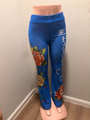 Blue Floral Print Leggings