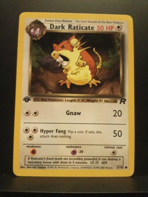 1st edition Dark Raticate Pokémon Card