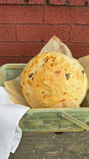 Cheesy Tomato Basil Artisan Bread