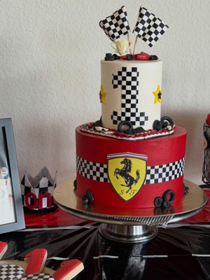 Race car themed cake by The AniCakes Co., Austin TX