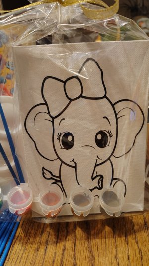 Handmade Elephant canvas with Paint Pots painting kits
