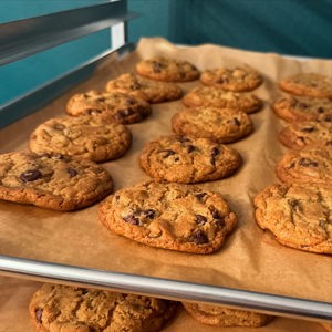 Brown butter chocolate chip sourdough cookies