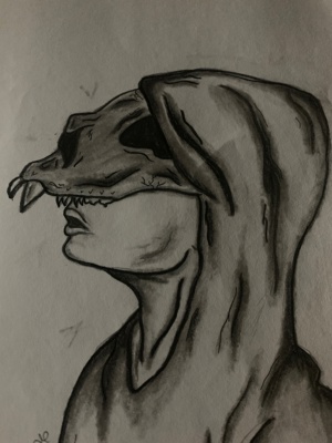Dragon Fantasy Charcoal Drawing