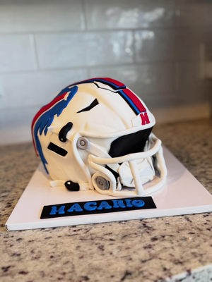 Sports helmet cake