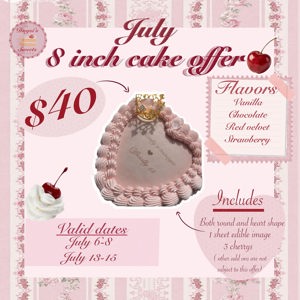 8 inch cake (July promo)