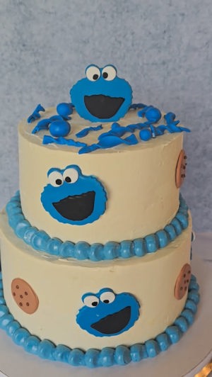 Cookie Monster baby shower cake