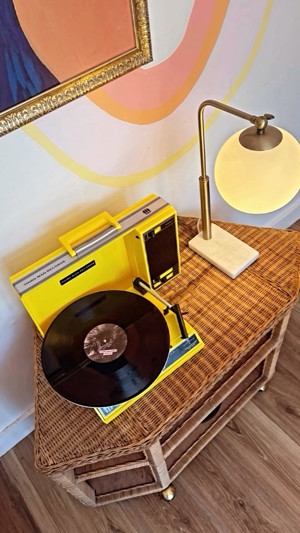 Marlowe vintage rattan media console