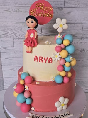 First birthday cake with fondant figurine by Delightful Home Bakery, Shakopee, MN