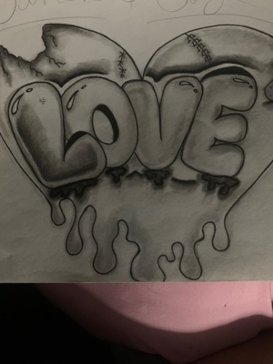 Love Heart Charcoal Drawing