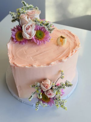 Floral heart cake