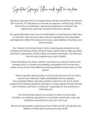 Grass-fed tallow skincare