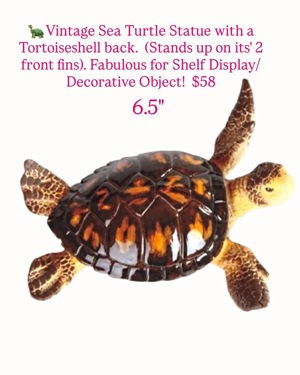 Vintage sea turtle statue with tortoiseshell back