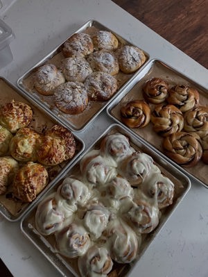 Cinnamon rolls with orange cream cheese frosting