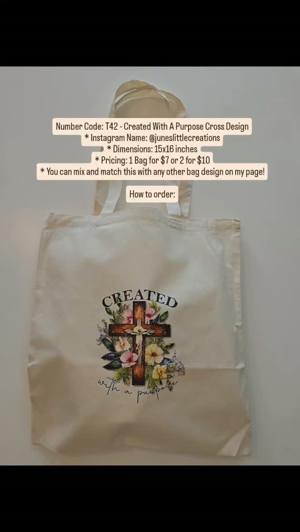 T42 Created With A Purpose Cross tote bag de June's Little Creations