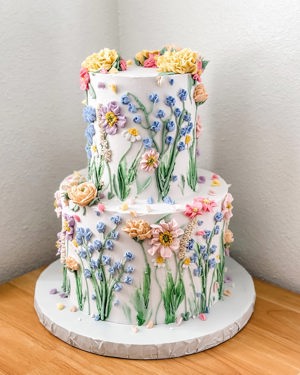 Buttercream floral wedding cake