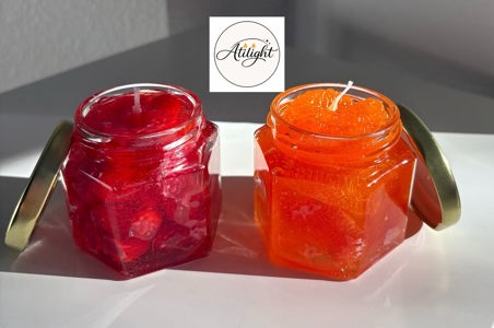 Jam Jar Candle (Raspberry, Orange)