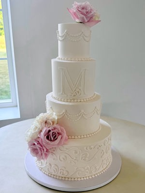 Four-tier cake (4"/6"/8"/12") by Custom Cakes by Megan, Minneapolis, MN