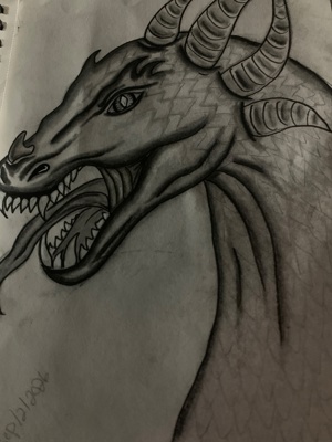 Dragon Head Pencil Drawing