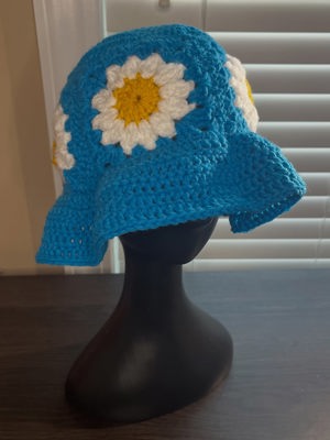 Royal and gold ruffle hat