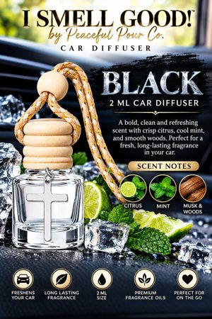 Black Car Diffuser by Peaceful Pour Co.