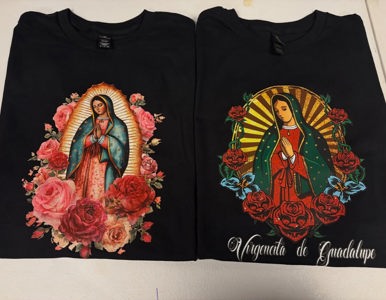 Virgencita design apparel by Angeles Customs & SV Threadz, Minneapolis, MN
