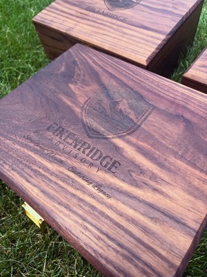 Commemorative walnut boxes with gold accents