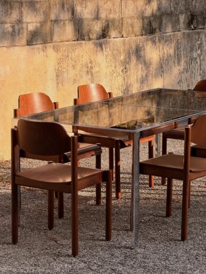 Milo Baughman expandable dining table in chrome and smoked glass