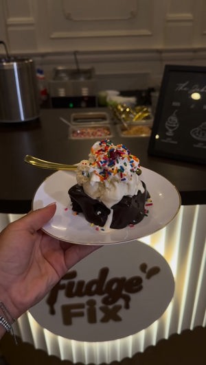 Signature hot fudge cake