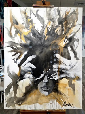"Me Two" self portrait, 36x48" mixed media