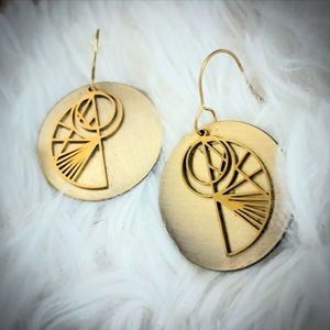 Abstract shell earrings with gold-plated accents